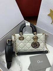 Dior Mini Lady D-Joy Bag White Macrocannage Calfskin with Contrasting Black Topstitching - 19x10.5x5.5cm - 2