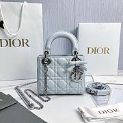 Mini Lady Dior Bag with Chain Ice Blue Cannage Lambskin - 17x15x7cm - 3
