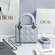 Mini Lady Dior Bag with Chain Ice Blue Cannage Lambskin - 17x15x7cm - 4