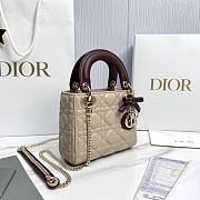Dior Or Mini Lady Dior Bag with Chain Trench and Hermitage Cannage Lambskin - 17x15x7cm - 3