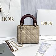 Dior Or Mini Lady Dior Bag with Chain Trench and Hermitage Cannage Lambskin - 17x15x7cm - 2