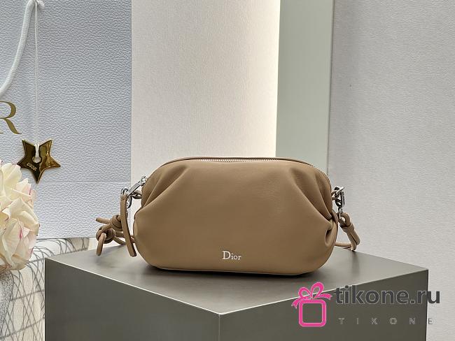 Dior Bow Pouch Camel Supple Lambskin - 20x11x8cm - 1
