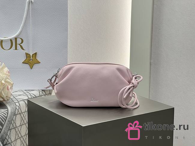 Dior Bow Pouch Rose Soupir Supple Lambskin - 20x11x8cm - 1