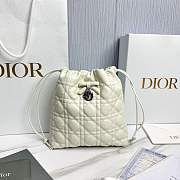 Adiorable Mini Bucket Bag White Cannage Lambskin - 22x20x5.5cm - 3