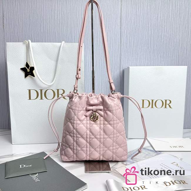 Adiorable Mini Bucket Bag Soupir Pink Cannage Lambskin - 22x20x5.5cm - 1