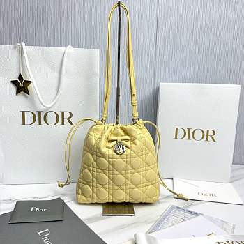 Adiorable Mini Bucket Bag Yellow Cannage Lambskin - 22x20x5.5cm