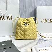 Adiorable Mini Bucket Bag Yellow Cannage Lambskin - 22x20x5.5cm - 3