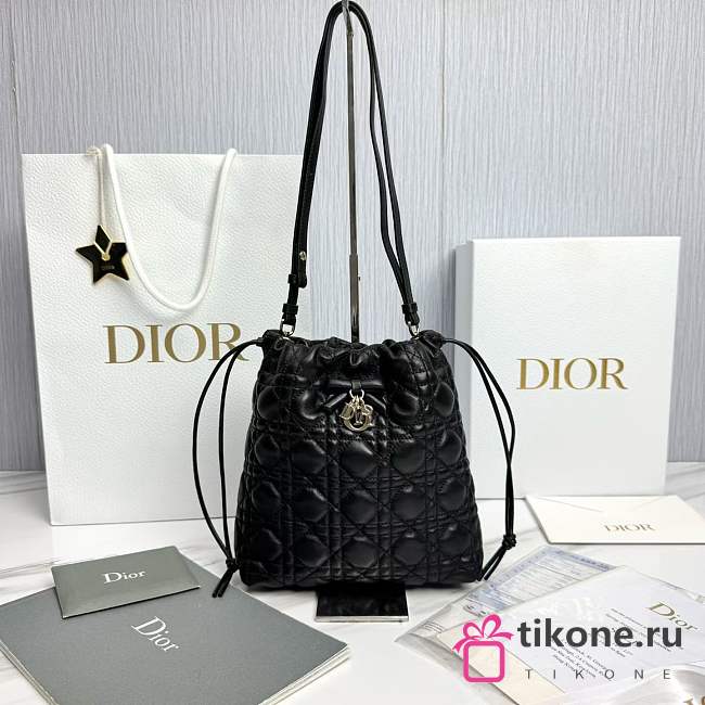 Adiorable Mini Bucket Black Cannage Lambskin - 22x20x5.5cm - 1
