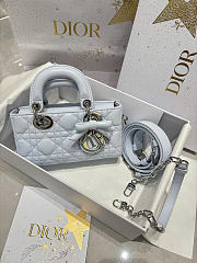 Mini Lady D-Joy Bag Ice Blue Cannage Lambskin - 19x10.5x5.5cm - 1