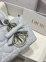 Mini Lady D-Joy Bag Ice Blue Cannage Lambskin - 19x10.5x5.5cm - 6