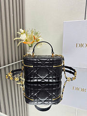 Dior Caro Mini Vanity Case Black Macrocannage Lambskin - 16.5x10x8.5cm - 2