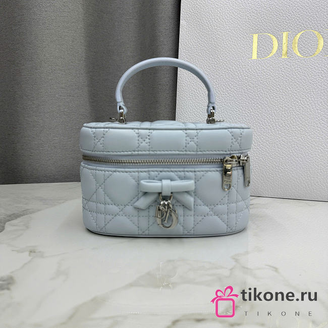 Dior Mini Vanity Ice Blue Cannage Lambskin - 17x10.5x8cm  - 1