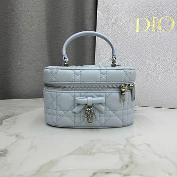 Dior Mini Vanity Ice Blue Cannage Lambskin - 17x10.5x8cm 