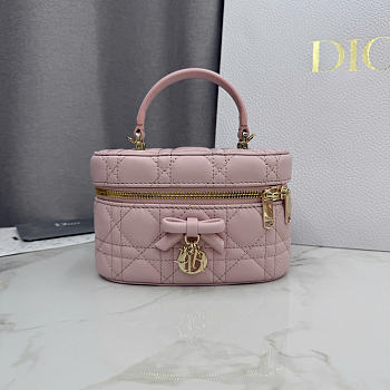 Dior Mini Vanity Soupir Pink Cannage Lambskin - 17x10.5x8cm 