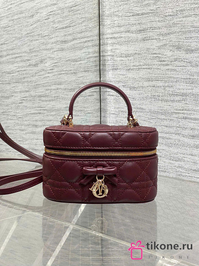 Dior Mini Vanity Burgundy Cannage Lambskin - 17x10.5x8cm - 1