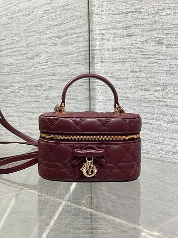Dior Mini Vanity Burgundy Cannage Lambskin - 17x10.5x8cm