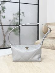 Chanel Hobo Handbag Shiny Lambskin & Gold-Tone Metal Gray - 23x13x8cm - 1