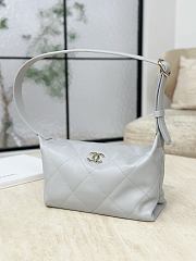 Chanel Hobo Handbag Shiny Lambskin & Gold-Tone Metal Gray - 23x13x8cm - 6