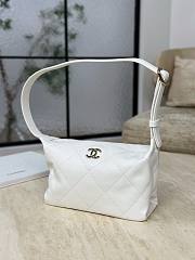 Chanel Hobo Handbag Shiny Lambskin & Gold-Tone Metal White - 23x13x8cm - 5