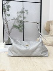 Chanel Maxi Hobo Bag Shiny Lambskin & Gold-Tone Metal Gray - 36.5x21x9.5cm - 1