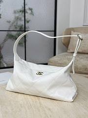 Chanel Maxi Hobo Bag Shiny Lambskin & Gold-Tone Metal White - 36.5x21x9.5cm - 3