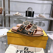 Fendi Feel FF Fabric Slides Light Brown - 6