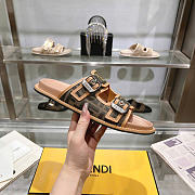 Fendi Feel FF Fabric Slides Light Brown - 4