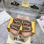 Fendi Feel FF Fabric Slides Light Brown - 3