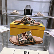 Fendi Feel FF Fabric Slides Light Brown - 2