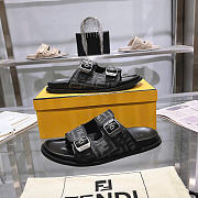 Fendi Feel FF Fabric Slides Black - 6