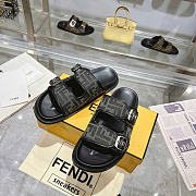 Fendi Feel FF Fabric Slides Black - 4