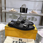 Fendi Feel FF Fabric Slides Black - 3