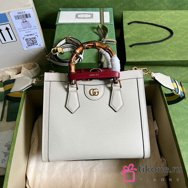 Gucci Diana Medium Tote Bag White Leather ‎702721 - 27x23x9cm - 1