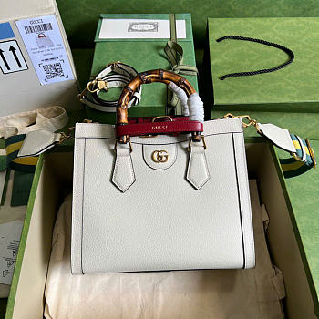 Gucci Diana Medium Tote Bag White Leather ‎702721 - 27x23x9cm