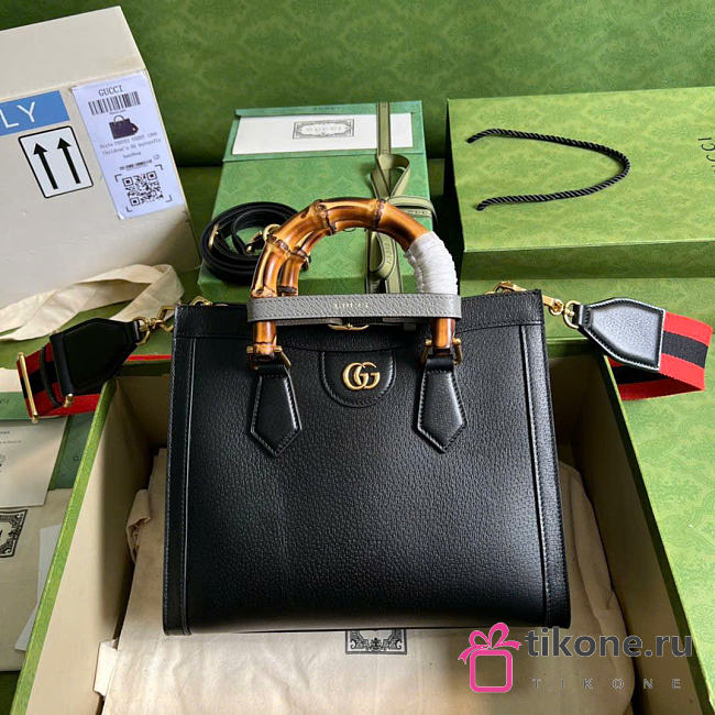 Gucci Diana Medium Tote Bag Black Leather ‎702721 - 27x23x9cm - 1