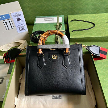 Gucci Diana Medium Tote Bag Black Leather ‎702721 - 27x23x9cm