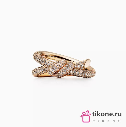 Tiffany Knot Double Row Ring in Yellow Gold with Diamonds 70302349 - 1