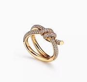 Tiffany Knot Double Row Ring in Yellow Gold with Diamonds 70302349 - 2