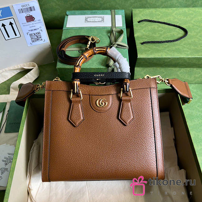 Gucci Diana Medium Tote Bag Brown Leather ‎702721 - 27x23x9cm - 1
