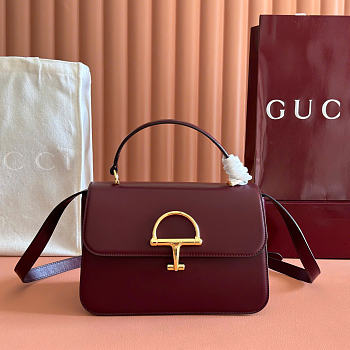 Gucci Siena Medium Top Handle Bag Burgundy Leather 855535 - 25.5x16x9cm