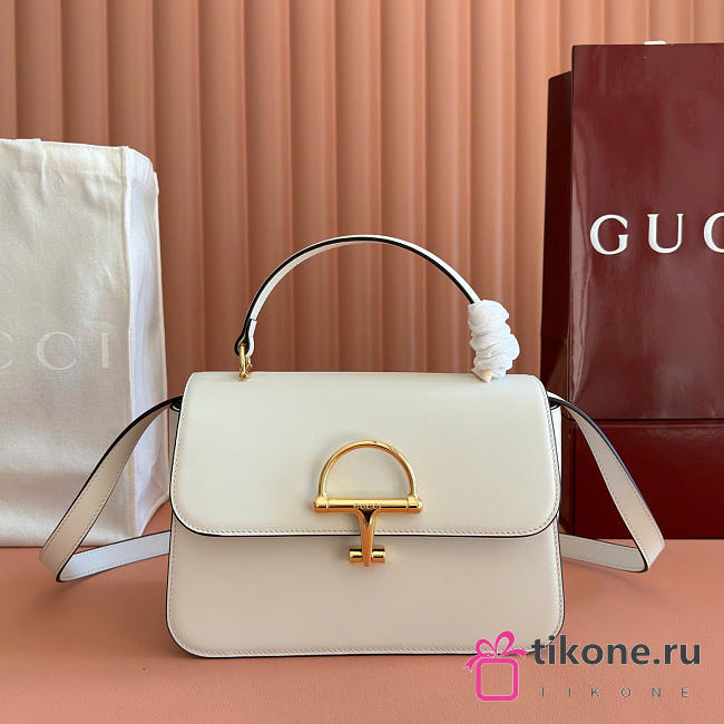Gucci Siena Medium Top Handle Bag White Leather 855535 - 25.5x16x9cm - 1