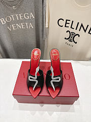 Valentino Coeur Vipere Kidskin Slide Sandal Black/Crystal 105mm  - 1
