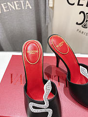 Valentino Coeur Vipere Kidskin Slide Sandal Black/Crystal 105mm  - 2