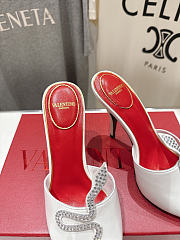 Valentino Coeur Vipere Kidskin Slide Sandal White/Crystal 105mm - 2