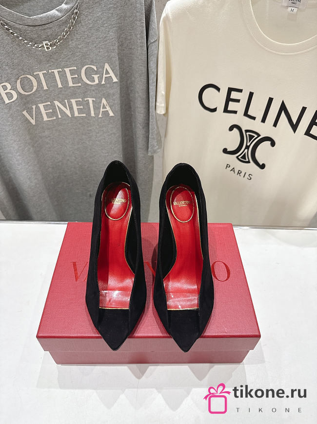 Valentino Open Toe Revele Suede Pumps Black 105mm - 1