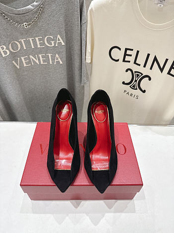 Valentino Open Toe Revele Suede Pumps Black 105mm