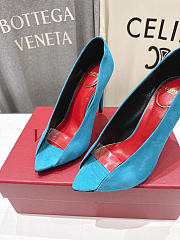 Valentino Open Toe Revele Suede Pumps Aquamarine 105mm - 2