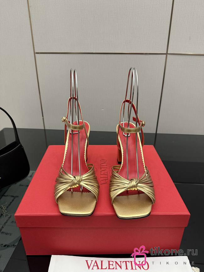Valentino Annet Laminated Nappa Sandal Gold 90mm - 1