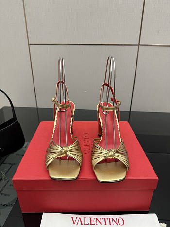 Valentino Annet Laminated Nappa Sandal Gold 90mm