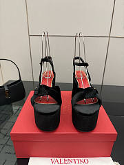 Valentino Garavani Velvet Crasher Platform Sandals Black 125mm  - 3